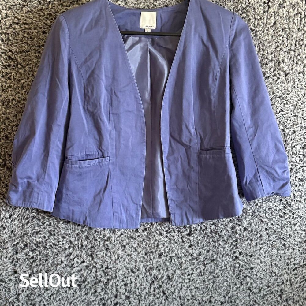 Halogen Women's Blazer Jacket 8P Petite Deep Purple 3/4 Sleeve
